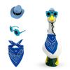 Porch Bird Clothes for 23 Inch Display with Coordinated Hat, Flower Glasses and Scarf for Patio or Entry Display