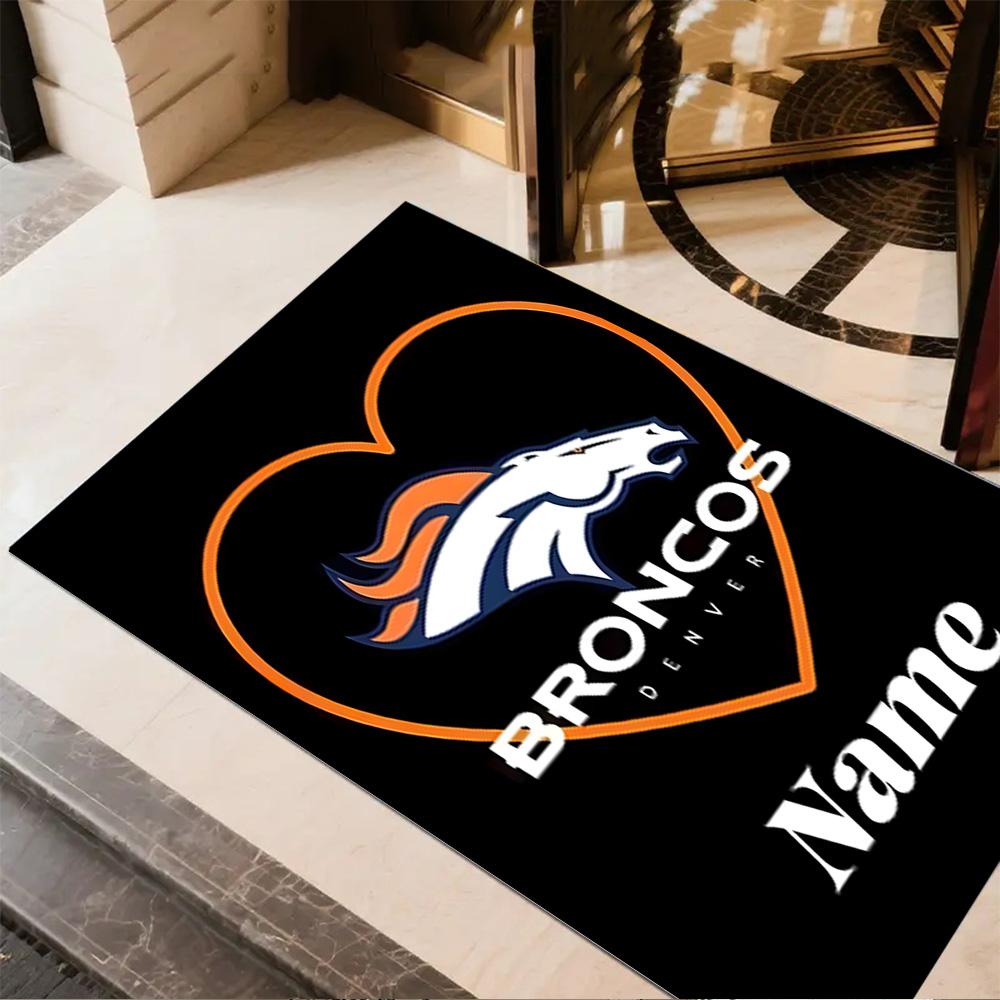 Broncos Love Customized Name Floor Rug Office Rug Perfect for Decorate Room Foyer Balcony Hallway Antislip Carpet Decorate Offices