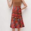 Women's Casual Printed Skirt, Floral Skirt, Trendy Temperament, A-line Skirt, Elastic Mid-length Skirt
