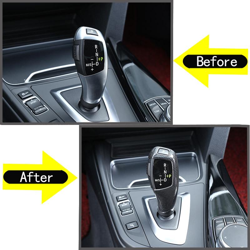 Real Carbon Fiber Car Gear Shift Panel Frame Gear Knob Cover Head Trim For BMW F20 F30 F31 F34 X5 F15 X6 F16 X3 F25 X4 F26