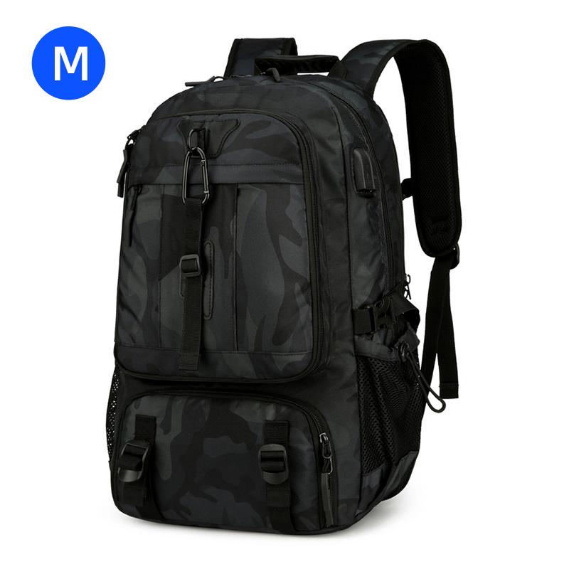 Fitness-Tasche für Herren, erweiterbar, USB-Sporttaschen mit Schuhfach, Outdoor-Wander-Kletterrucksack, groß, Laptop-Campingrucksack black