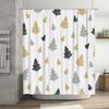 Modern Christmas Tree Shower Curtain Black Gold Festive Design for Bathroom Decor Waterproof Fabric Available in Various Sizes o