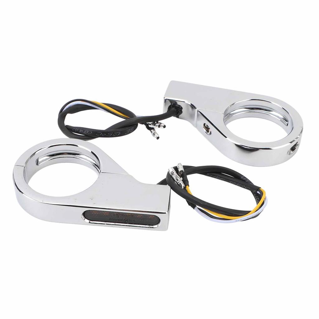 Front Fork LED Turn Signals Amber Indicators White Daytime Running Lights 39 to 41MM Fork for ATV