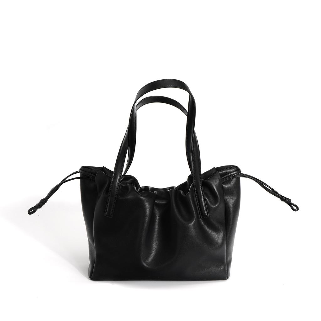 New Tote Bag Cowhide Pleated Armpit Bag Shoulder Leather Women's Bag Commuter Women's Bag