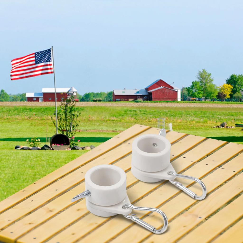 2 Pcs Rotating Flag Clips For 1 Inch Flagpoles PVC Material With Anti Wrap Feature For Home Garden Office And School