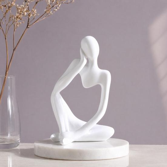 Jijijing Thinker Statue, Modern Abstract Art Sculpture, 3D Printed Collectible Figurine for Home Office Bookshelf Desktop Decor