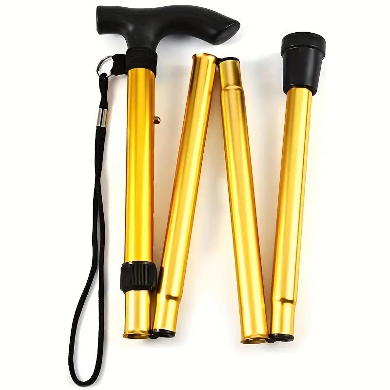 

Adjustable Lightweight Folding Cane with Quick Locking Mechanism and Non Slip Rubber Base - Suitable for Hikers and Outdoor Use золотистий