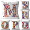 English Letter Flower Print Sofa Cushion Cover Suitable For Home Living Room Decoration Hotel Hospital Dormitory Pillow