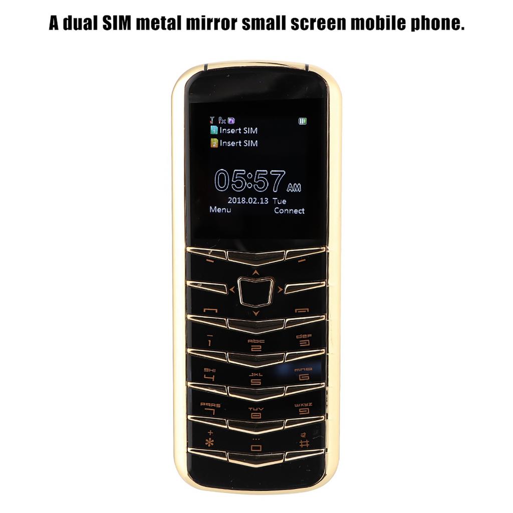 V03 Dual SIM Metal Mirror Small Screen Mobile Phone Mini Cell Phone