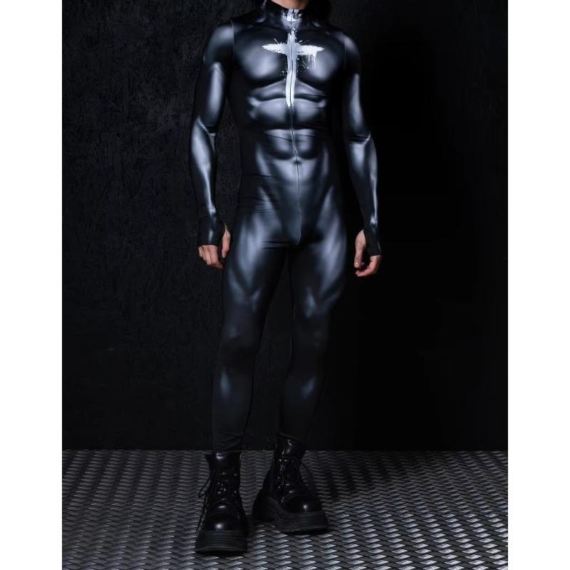 Halloweenské punčocháče 3D digitální tisk Dospělý Cosplay Jednodílný kostým Muži Jumpsuit pro pódiové vystoupení Taneční párty outfit