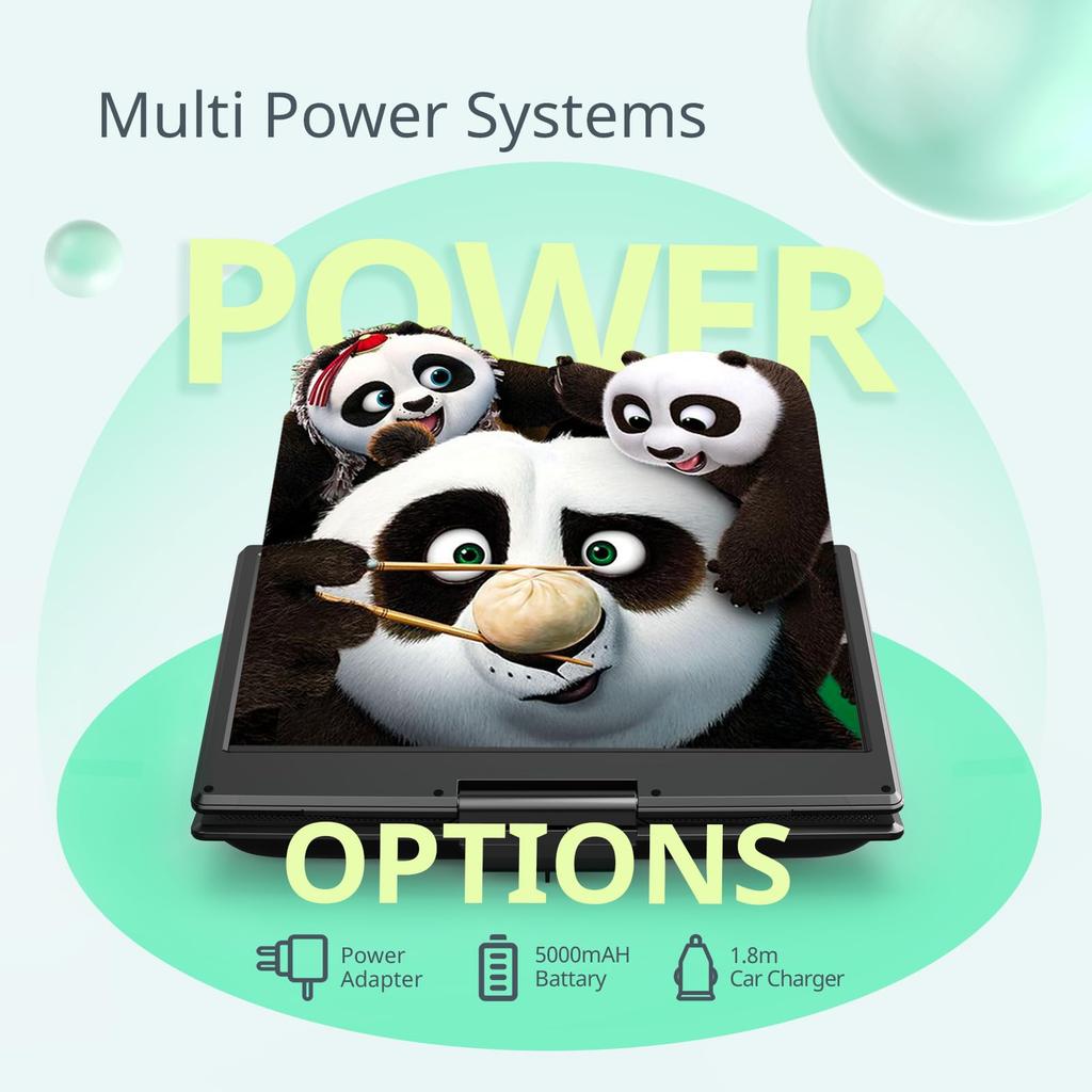 Yoton Portable DVD HD LCD Dual Hours of Playback and Bidirectional Folding No Region Card AV TV Last Play Memory Perfect for and Home Use Not Player,