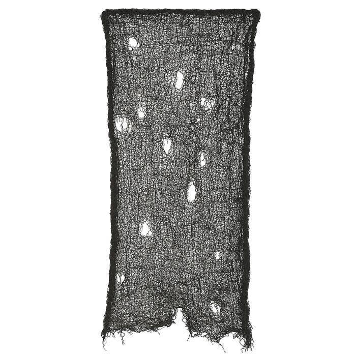 Rideau Halloween - SIROCO - 72x180cm - Effet Filet de Gaze - Noir - Réutilisable