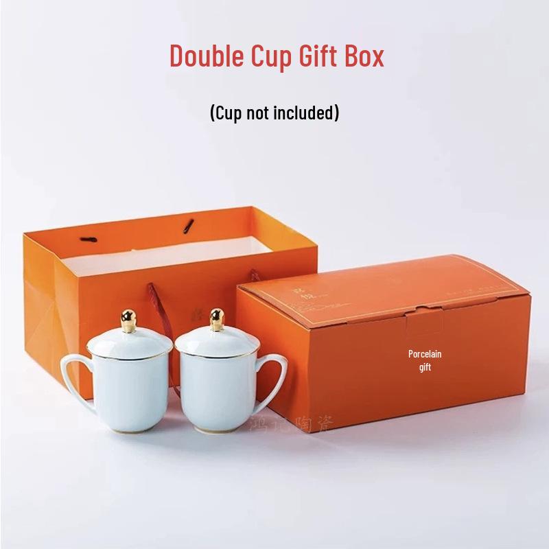 Gold Painted Jingdezhen Ceramic Cup with Lid - High Temp Bone China Tea Cup for Business Meetings and Home