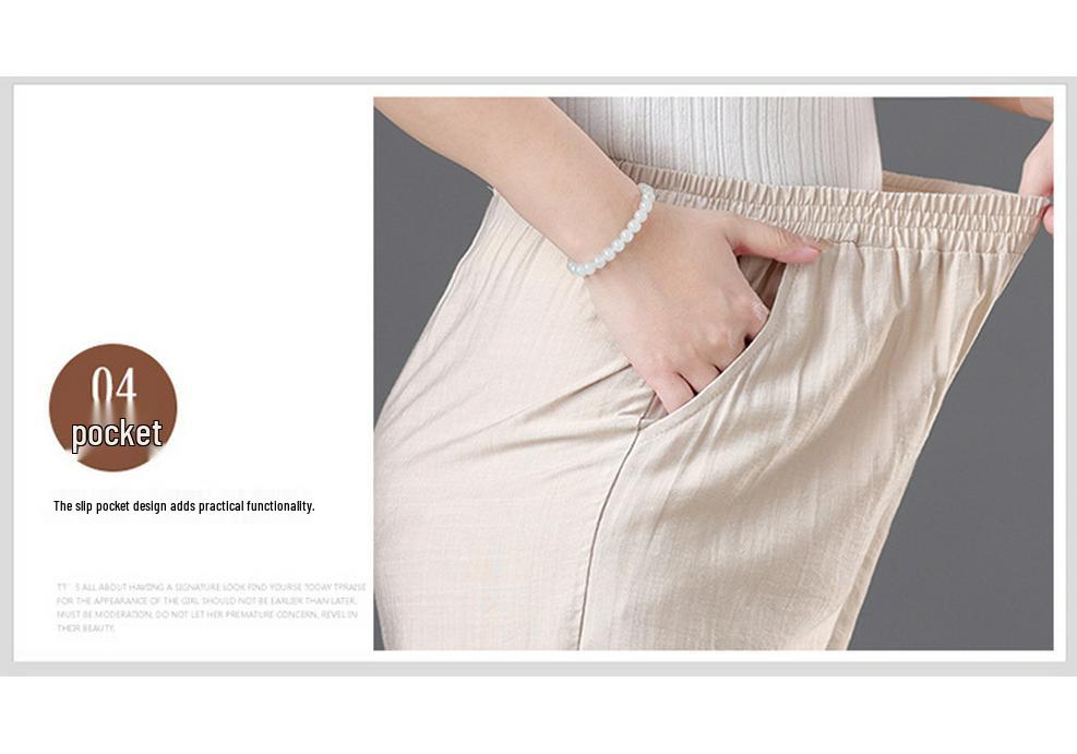 Elastic Waist Summer Pants for Middle-Aged & Elderly Women - Loose, Straight, Nine-Point Casual Style
