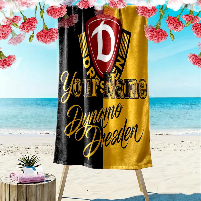 Dynamo Dresden Custom Name Print Beach Towel Large Soft Quick Dry Towel For Beach Camping Swimming