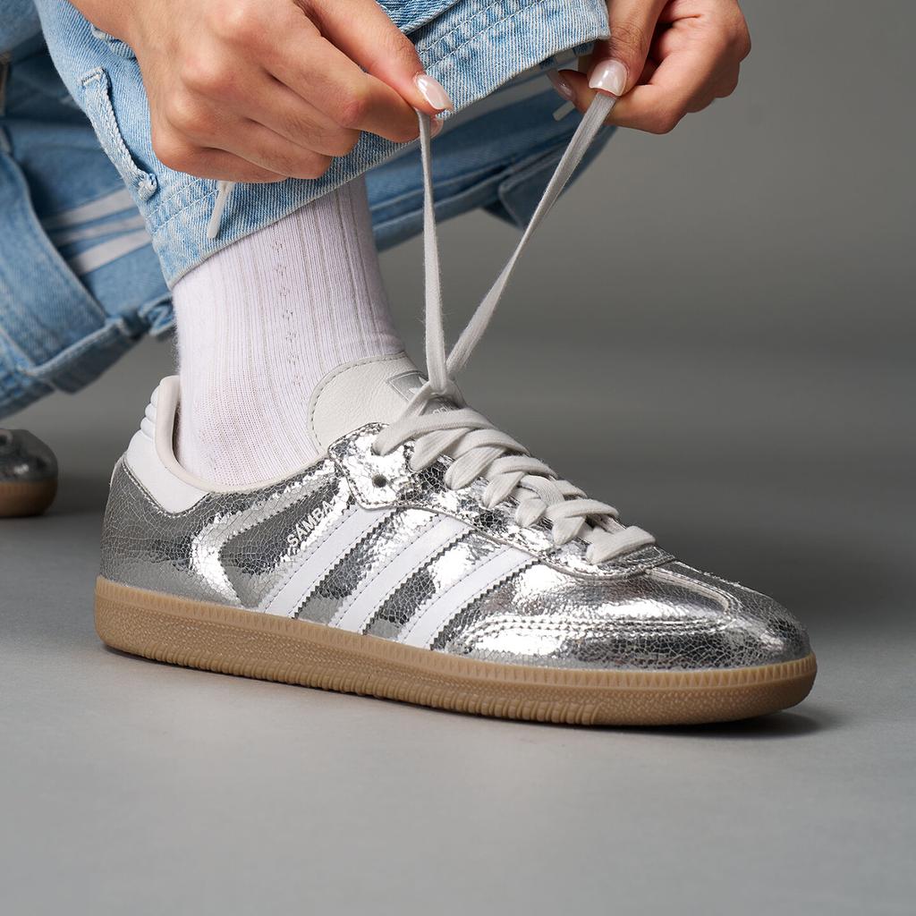 adidas Samba OG Silver Metallic Cracked Leather (Women's)