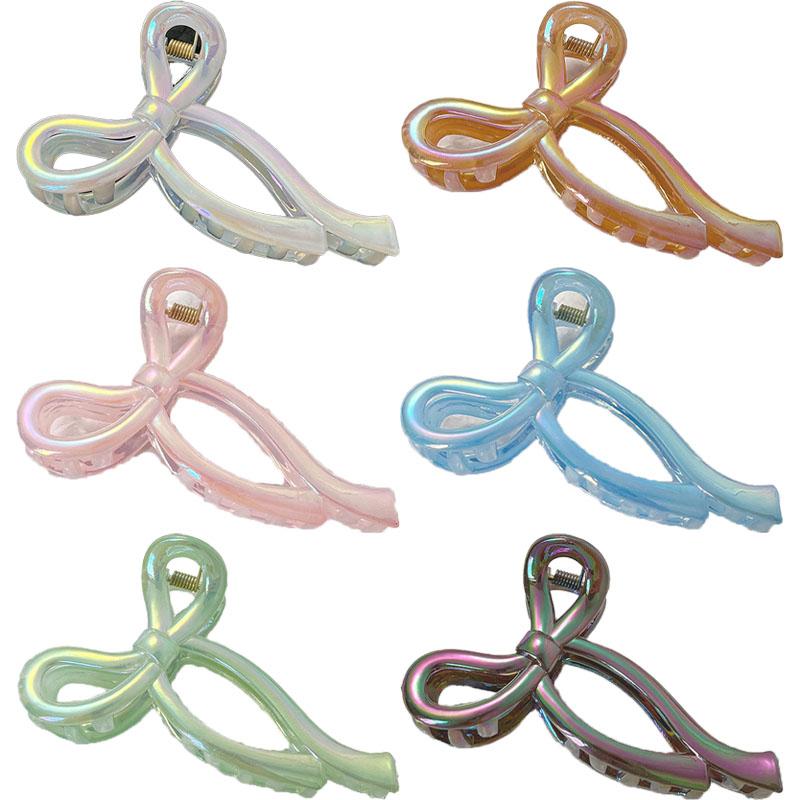 Bow Transparent Hair Clip Women's Jelly Color Shark Clip Dazzling Fashion Hair Accessories