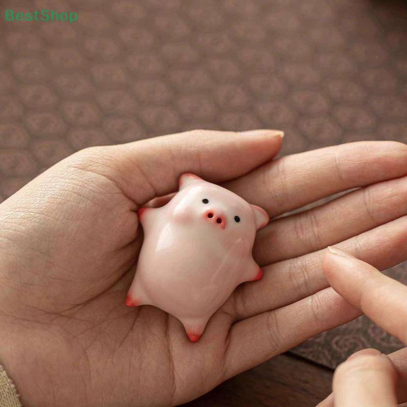 Cartoon Ceramic Pet Piggy Spit Bubbles Tea Pet Ornaments Funny Gift Home Decor Tea Accessor