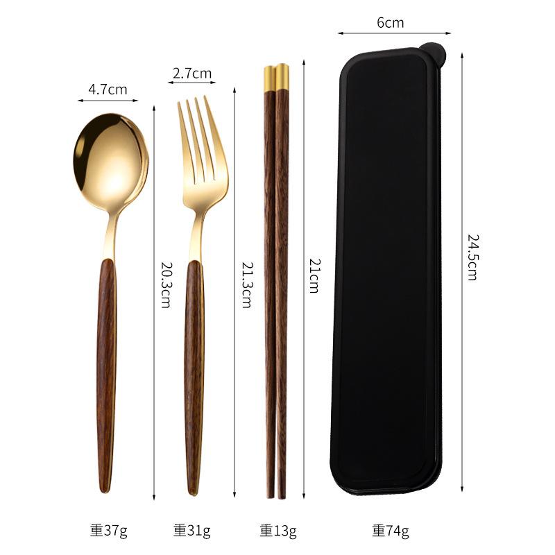 3-teiliges tragbares Besteckset aus Edelstahl, Löffel, Gabel, Stäbchen, für Studenten, Reisen, koreanisches tragbares Besteckset, Küchenzubehör