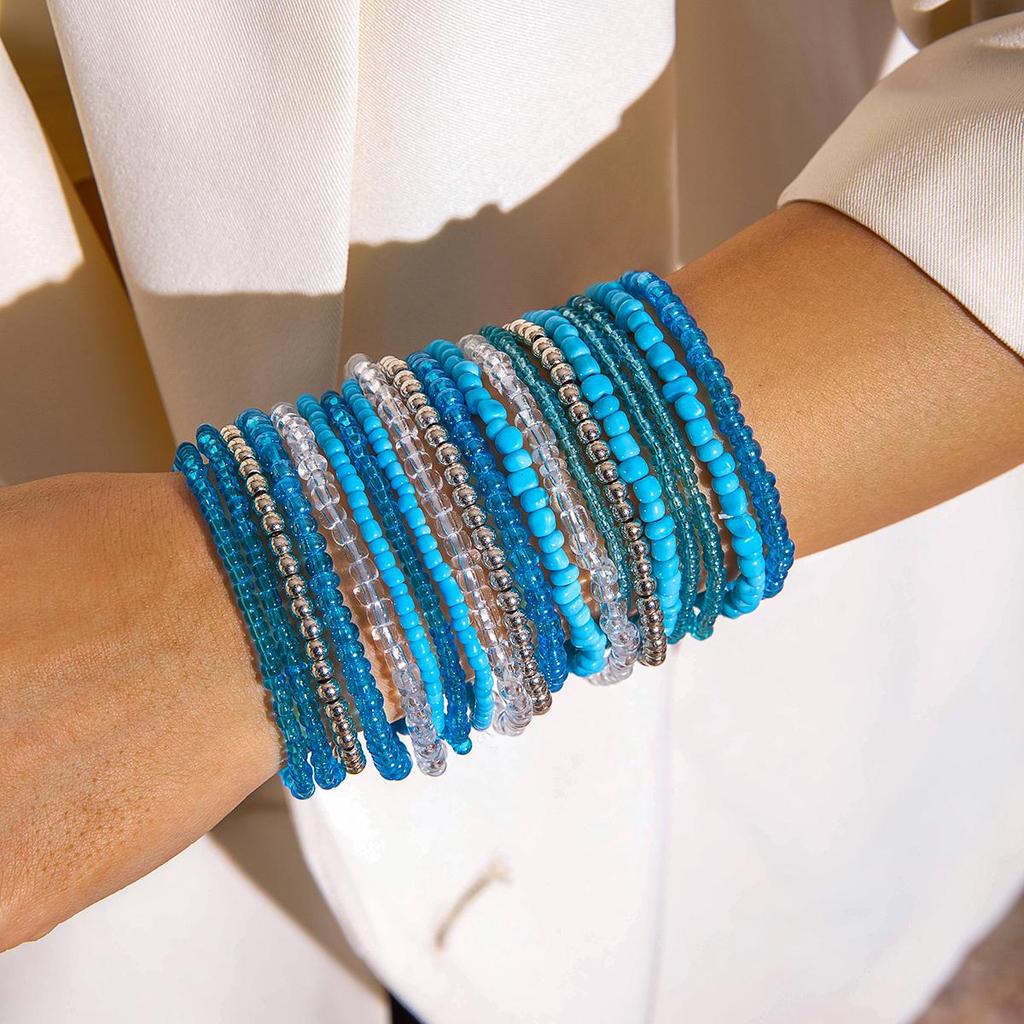 Spring/Summer New Collection Multi-Layer Beads Bracelet Set for Women Jewelry Trendy Versatile Cut Surface Beads Bracelet