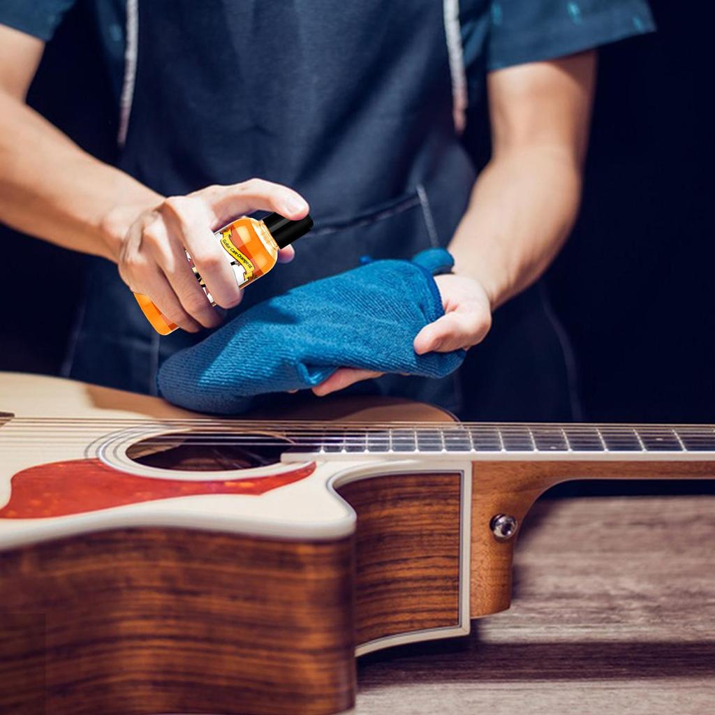 Guitar Care Oil Cleaner Guitar Fretboard Oil Polish Cleaning Kit Portable Guitar Care Oil with Cleaning Cloth Accessories