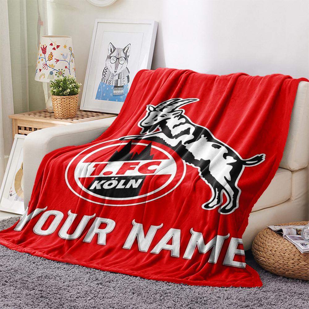 1 Stück Benutzerdefinierter Name FC KÖLN Gemustertes Flanell-Kuscheldecke Geeignet für alle Jahreszeiten für Heimdekoration Wärme und Komfort Geschenke Feiertagsgeschenk_xia 80cm x 120cm black