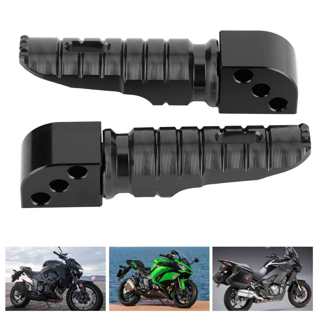 Pair of Rear Foot Pegs Aluminum Alloy Modified Pedals Fit for Kawasaki Ninja 250 Z800 Z650 Z900 Z1000SXBlack