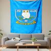 "Blue Owl Emblem with Banner Design" Patterned Tapestry Decorative Wall Hanging, Home Bedroom Living Room Decor