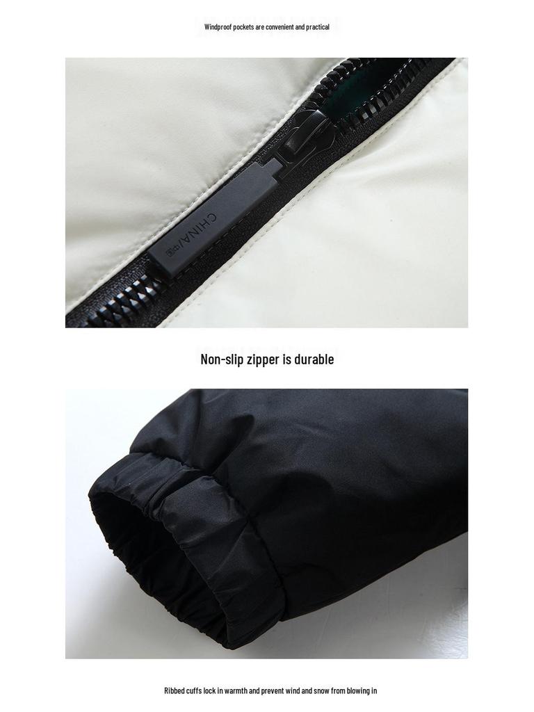 Unisex Winter Windproof Jacket - 90% White Duck Down, Thickened & Warm, Trendy National Standard Design