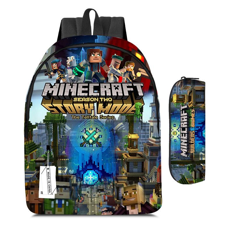 Minecraft Schoolbag Children'S Backpack Cartoon Animation Backpack Pencil Case