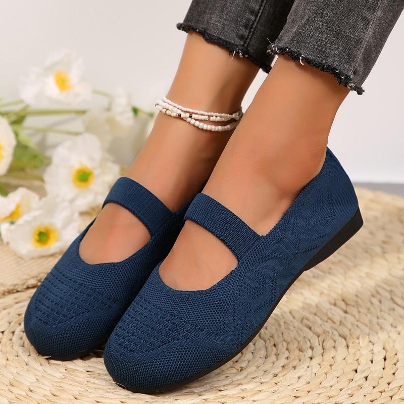 New breathable shallow mouth soft sole breathable single shoes women's overalls fly weaving four seasons casual work shoes boat shoes