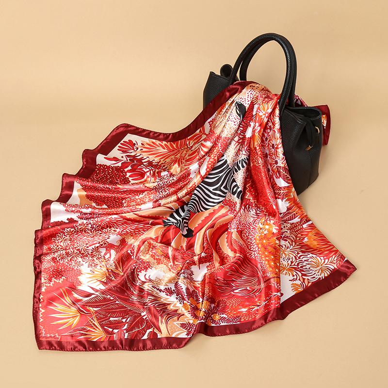 

Женский весенне-летний квадратный платок 90*90см атласный шелковый платок головной платок женский фуляр пляжная бандана женский шейный платок повязка для волос 90x90cm