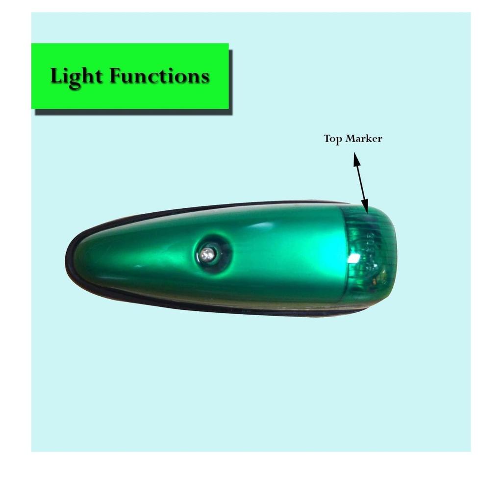 5 Pieces Green Marker Top Roof Running Lights Kit Teardrop Style Waterproof Decoration Marker Lights with 24v Bulbs