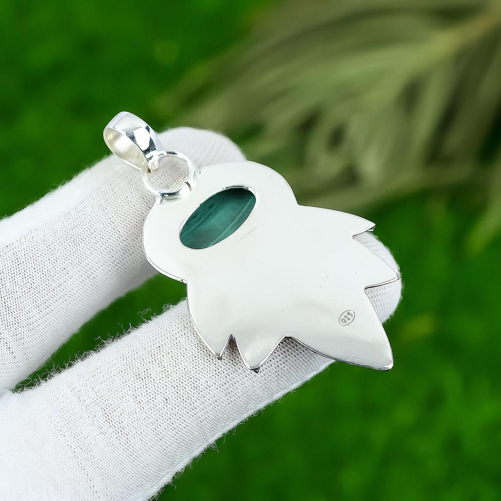 Gift For Her 925 Sterling Silver Natural Russian Malachite Gemstone Pendant