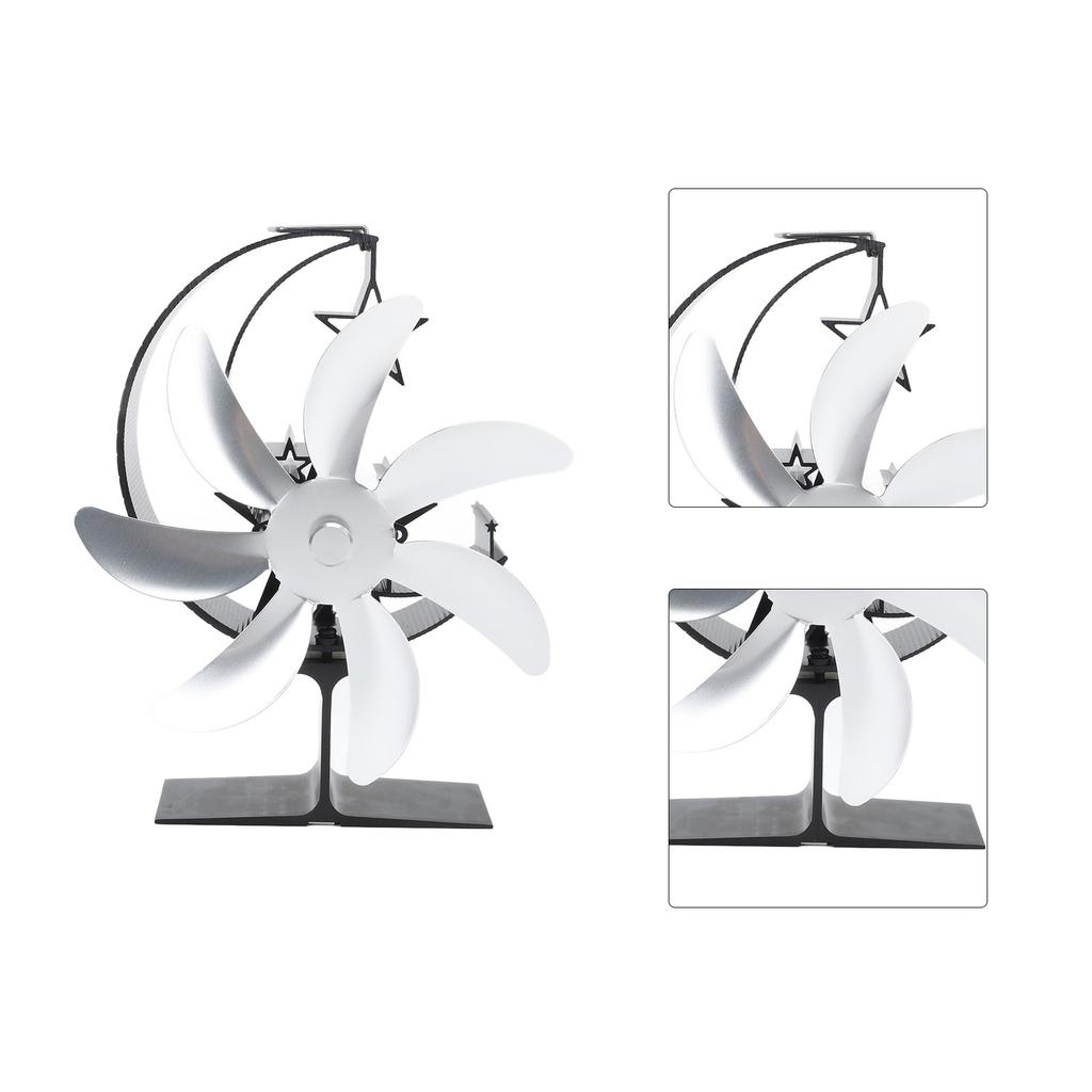 Wärmebetriebener Ofenventilator, 7 Flügel, Mondmodell, geräuschloser Betrieb, zirkulierende warme Luft, hocheffizient