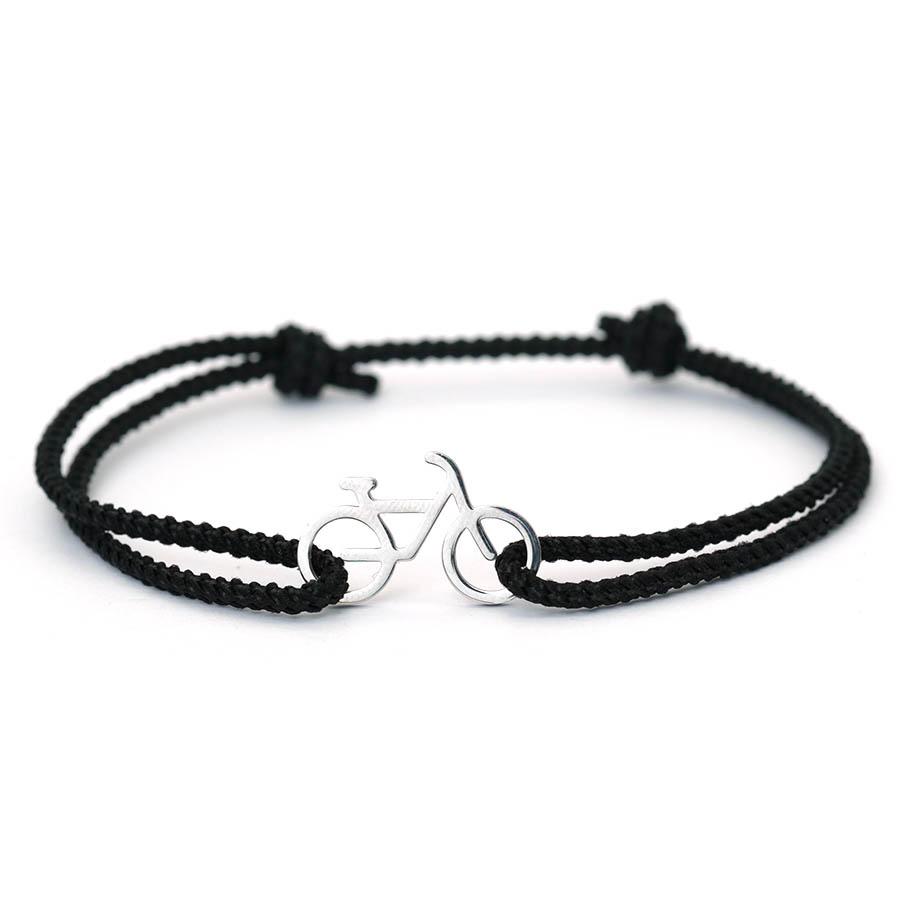 Lucky Red Bicycle Charm Bracelet Adjustable Braided String Wristband Gift for Cycling Lovers Lightweight Comfortable Versatile чёрный
