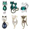 Rhinestone Kitten Pins for Women Unisex Enamel Animal Brooches Cat Lapel Pin Event Party Backpack Decoration Clothes Accessories
