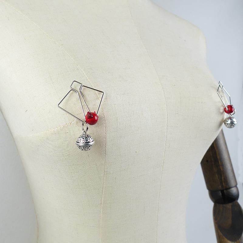 Men's Invisible Nipple Clamps - Discreet Outdoor Erotic Accessory with Bells