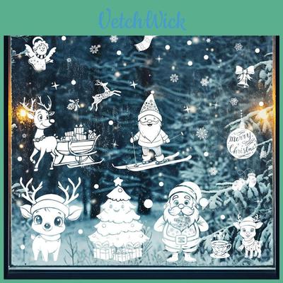 Pvc Christmas Window Stickers Set With White Snowman For Festive Storefront Display