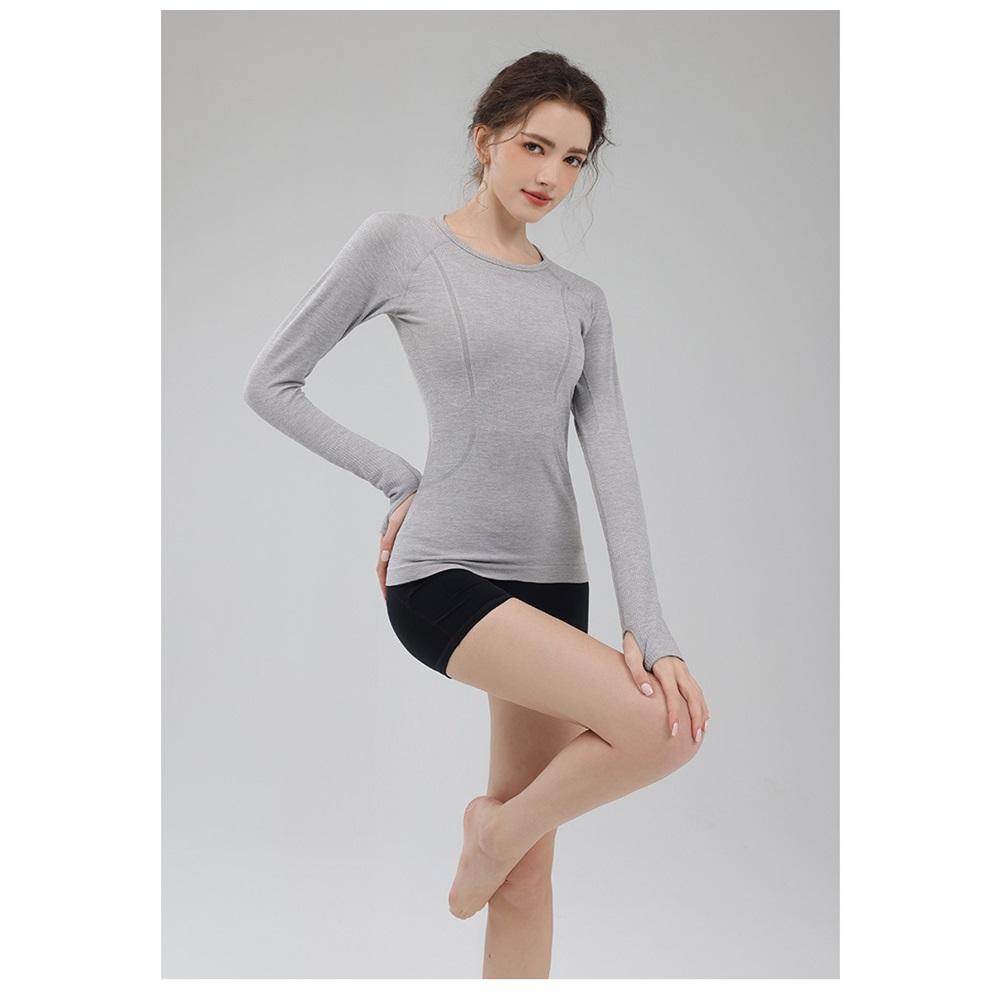 Sports Tops For Women In Autumn And Winter, Tight Fitting Round Neck Yoga Clothes, Professional Running, Pilates Training, Gym Clothes, Long Sleeves