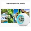 Multicolor LED Nightlight Alarm Clock with Calendar Temperature Display Battery Operated Round Shape Bedroom Essential