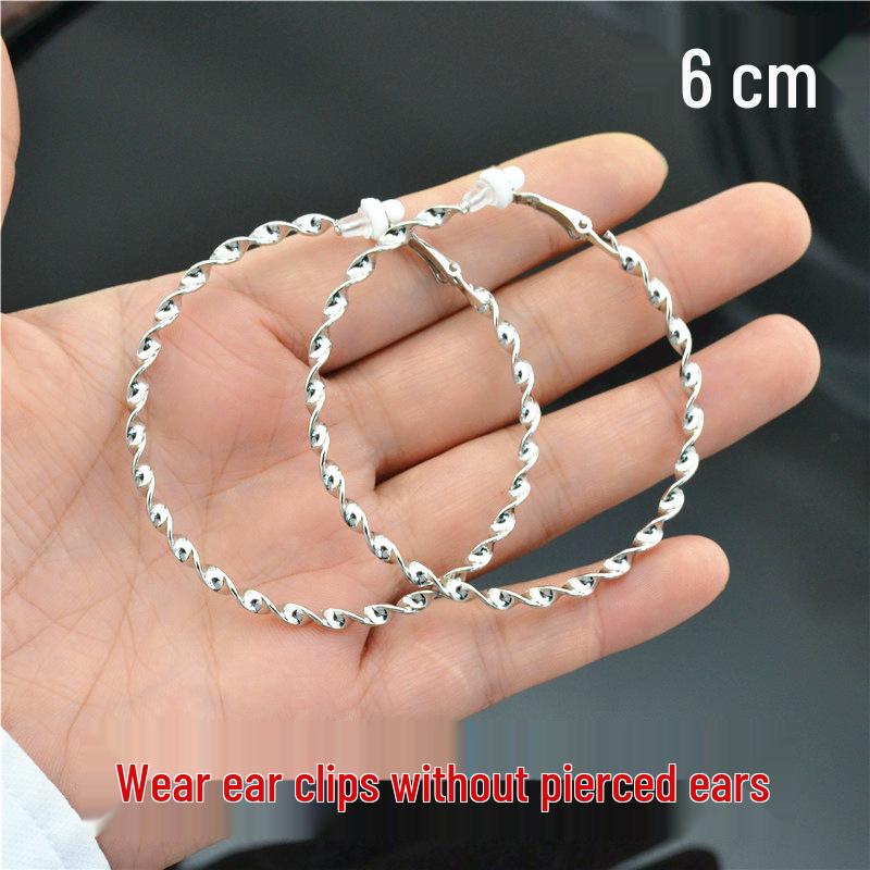 Women’s Shiny Twisted Circle Ear Clips - Gold & Silver, No Piercing Needed