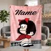 Mafalda Custom Flannel Blankets Soft Warm Cozy Throws for Home Decor Holiday Gifts
