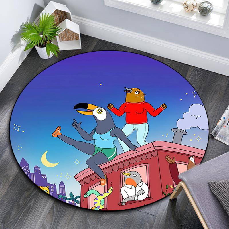 Tuca & Bertie Round Area Rug,Carpet Rug for Living Room Bedroom Sofa Playroom Decor,Non-slip Floor Mat