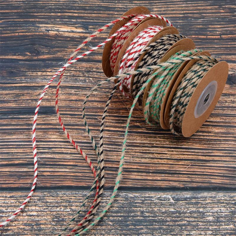 Spiral color matching hemp rope, Christmas decorative rope gift cable tie, retro hemp belt narrow line rope