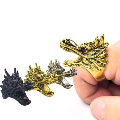 Personality Hip-Hop Dragon Head  Clip Ring Male Punk Exaggerated Open Ring