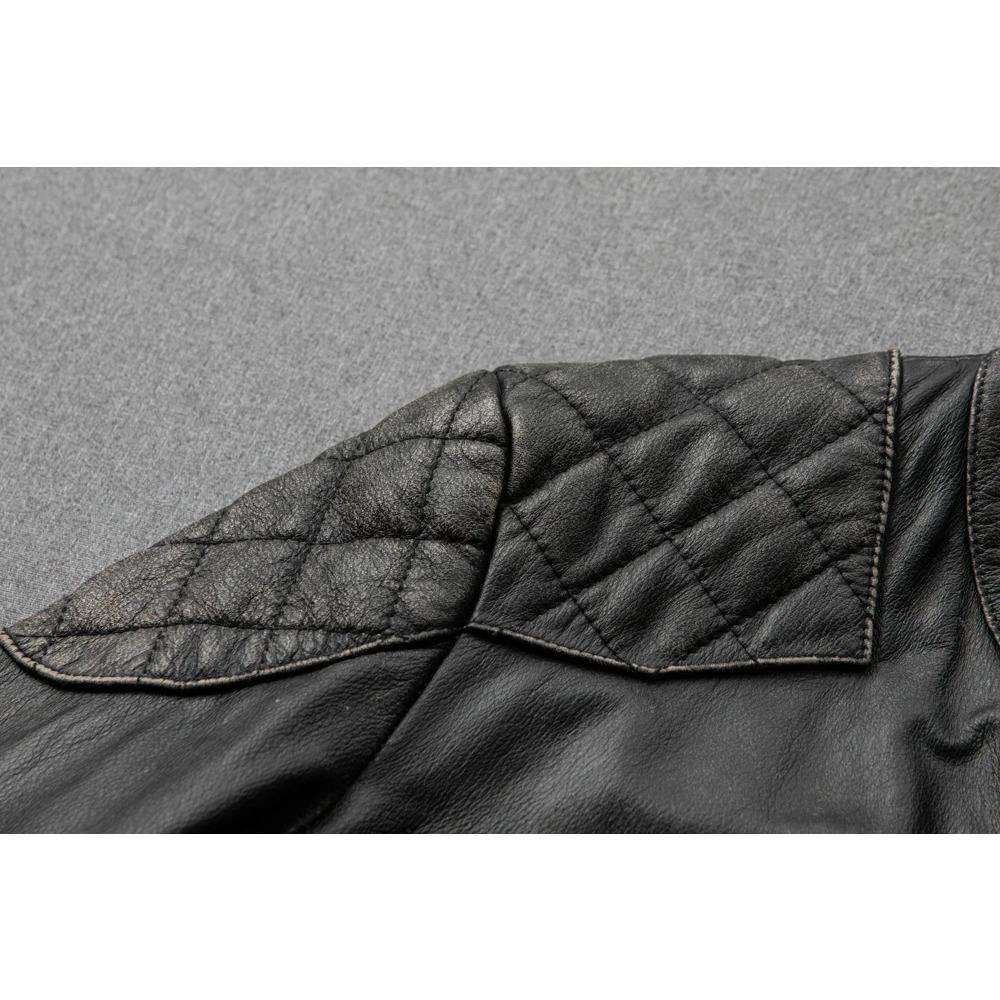 Giacca da motociclista in vera pelle da uomo vintage di taglia cinese, in pelle di mucca naturale, cappotto maschile autunnale