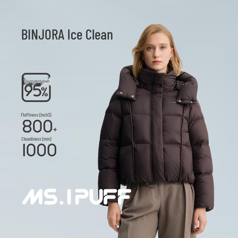 BINJORA Women's Detachable Hood Short Puffer Down Jacket