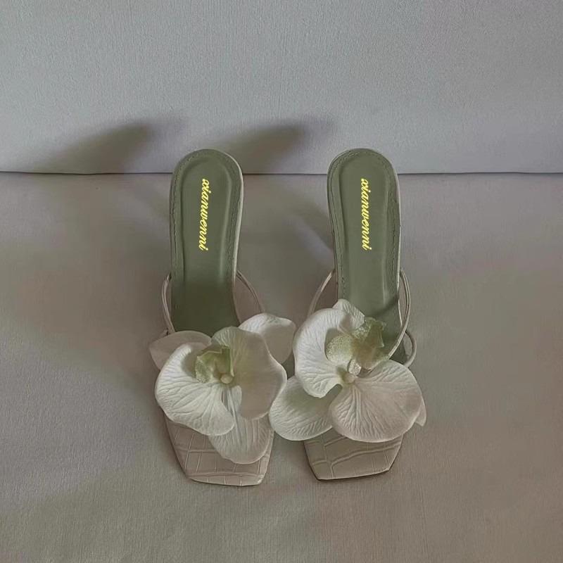 Fashion Spring Summer New Luxury Women's High Heels Sandals Elegant Style Flower Toe High Heels Slippers Casual Summer Women's Shoes