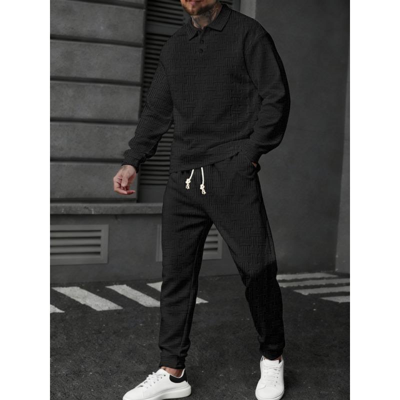 Neues Frühlings- und Herbst-POLO-Shirt-Textur Herren-Freizeit-Langarmhose Sportanzug